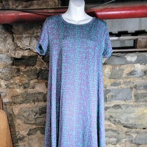pre-loved LuLaroe Carley Dress Purple and Teal Size Small